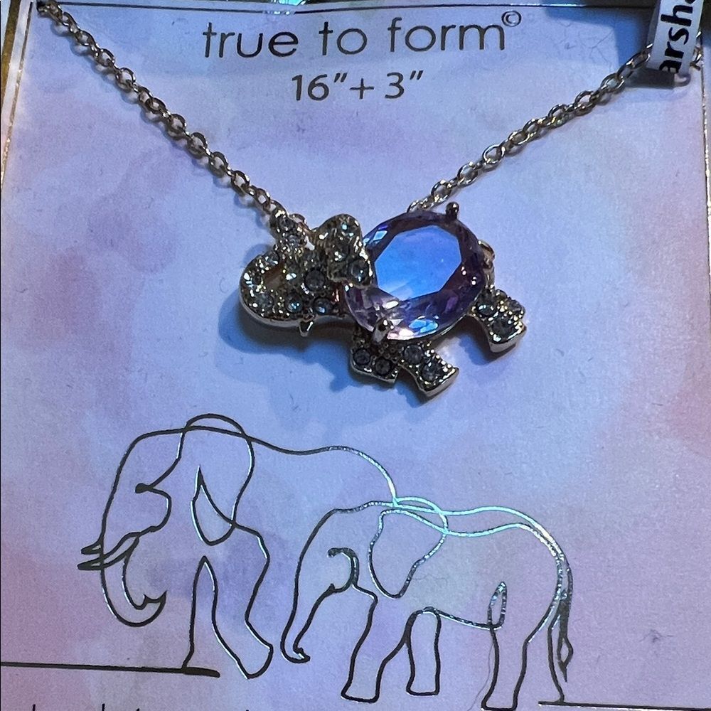 #1169+ True to Form Elephant Necklace with Hand Cut Stone - Picture 2 of 3